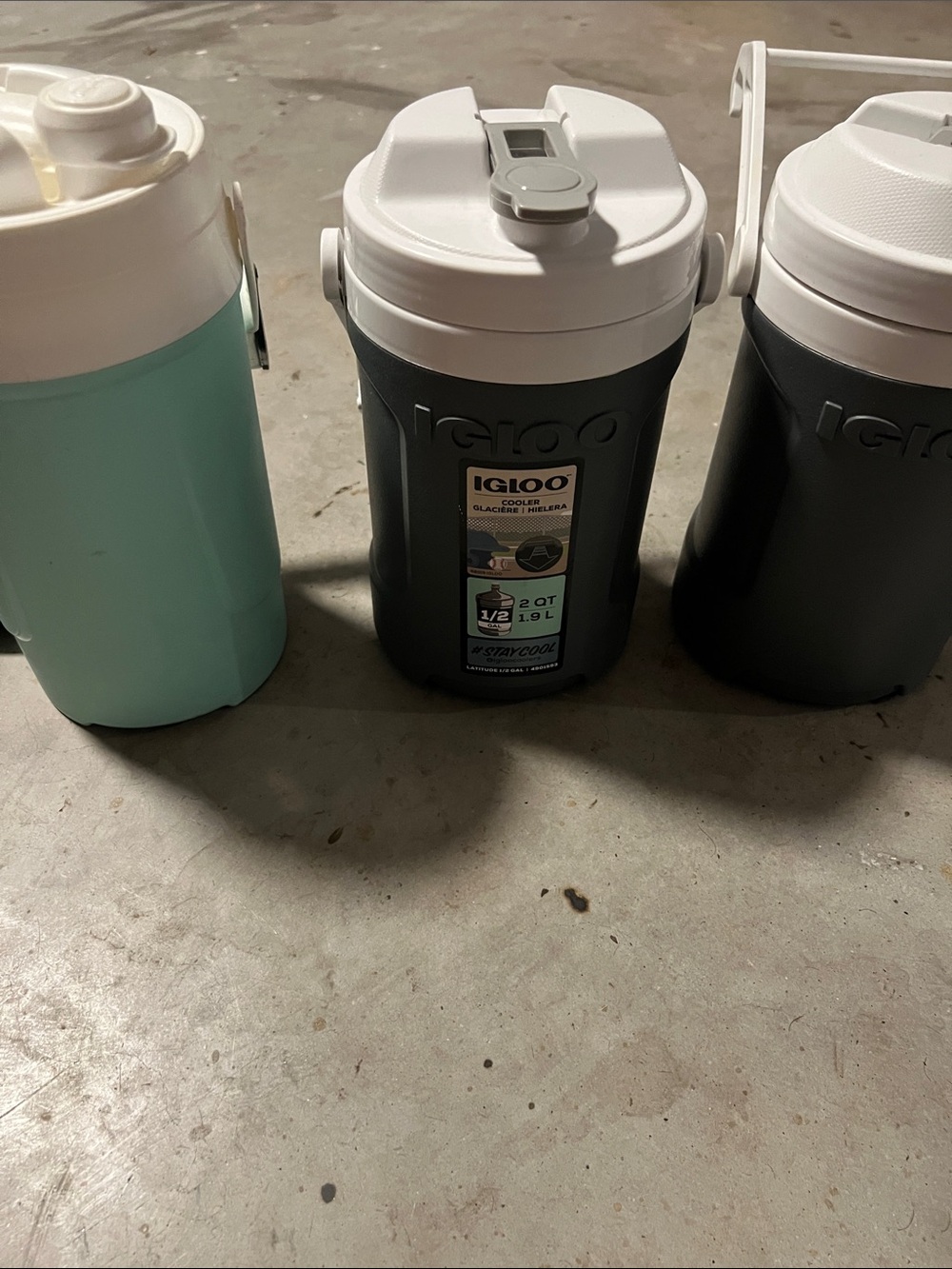 3 x$13 Igloo Aqua and Charcoal Insulated Beverage Jugs